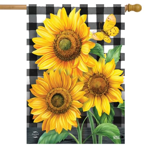 Briarwood Lane Checkered Sunflowers Summer House Flag - color: Checked Sunflowers