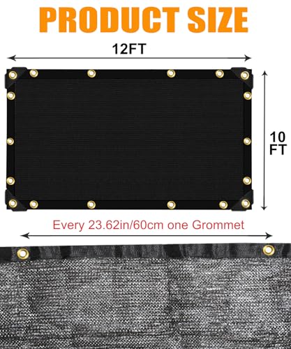 40%-50% Black Garden Shade Cloth,10X12FT Mesh Tarp with Grommets | Sunshade Net for Vegetables, Greenhouse, Plants Cover, Patio, Chicken Coop, Barn & Kennel, Tomatoes - size: 10 FT X 12 FT, style: 40% Shade