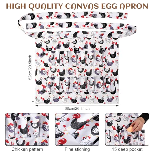 15 Pouches Chicken Egg Apron 7 Pouch Chicken Egg Basket | Women Apron For Collecting Fruit Duck And Goose Eggs Storage Bag For Christmas Autumn Gift Home Farms Decor Sturdy Canvas - style: Stylish