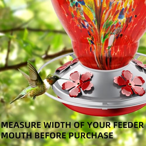 WOSIBO Hummingbird Feeder Replacement Bottom Base Replacement Part Includes Red Plastic Base Metal Top and Brushes (Silver-1) - color: Silver-1
