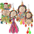 Bissap Conure Toys, 4 PCS Bird Parrot Foraging Shredder Hanging Toys Sola Balls with Sand Hammer for Small Parrots Parakeets Conures Cockatiels Love Birds Cage Toy - size: 4 PCS