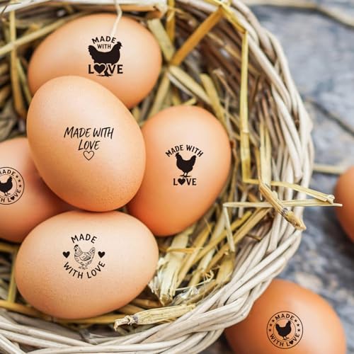 AHANDMAKER 5 Styles Small Wooden Rubber Egg Stamp Mini Chicken Egg Text Theme Stamp Unique Designs for Easter Egg Decoration DIY Making Scrapbooking Card Stamping Crafting - style: Chicken Egg Text