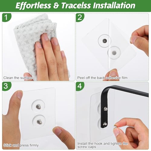 4 Pack Window Bird Feeder Hanger Hook - Strong 7LB Load-Bearing Hooks with Traceless Adhesive for Bird Feeders, Wind Chimes, Plants - Black