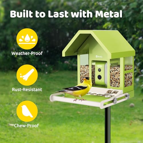 Metal Smart Bird Feeder with Camera Solar Powered, 1080P HD - style: AI (7-Day Trial)