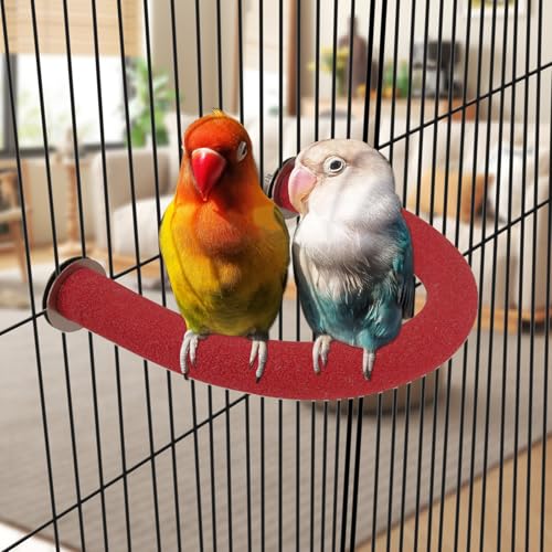 Rypet U-Shaped Parrot Perch, Bird Perch for Cage(Red S) | Safe Chew & Rest Perch for Large Birds, Durable Non-Toxic Cage Accessory, for Parakeets Cockatiels Conures Macaws - color: Red, size: Small