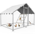 9.9x5.1 FT Large Metal Chicken Coop, Walk-in Poultry Run Enclosure | Weatherproof Cover, Reinforced Metal Frame, Walk-in Chicken Run, Outdoor Poultry Cage for Hens Ducks Rabbits - size: 59.9"L x 118.0"W x 78.0"H