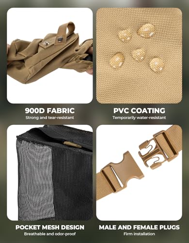 KEMIMOTO Dove Hunting Belt, Tactical Shell Pouche Dove Belt | Shoulder Strap, Breathable Design & 4 Pouches for Tools, Accessories and Gear, Ideal for Hunting, Fishing & Dog Training - color: Brown