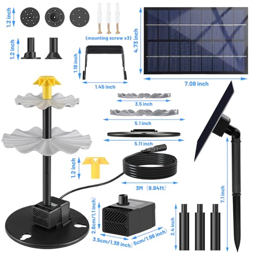 Solar Water Fountain for Bird Bath, 2.5W DIY Solar Powered Fountain Pump Kit with 4 Spray Nozzles, 9.54FT Cable for Birdbath, Garden, Pond, Pool, Outdoor - color: 2.5w Solar Fountain
