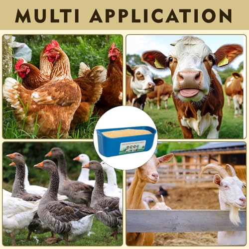 10 Pack Fence Feed Feeder 4.5 Quart Hanging Chicken Feeder Trough with Brush & Scoop Blue Goat Hanging Fence Feeders Feeder with Hooks Screws & Zip Tie for Livestock Feeding Container Goats Supplies - color: Blue, size: 10 Pack