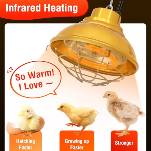 Chicken Heat Lamp 350W Chicken Coop Heater with Carbon Fiber Bulb Winter Hanging Heat Lamp for Chicks Brooder Pen, Duck, Pet House, Poultry, Greenhouse Plant (350 Watt)
