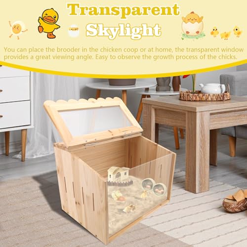 Chicken Brooder Box, Large Wooden Brooder Box for Chicks, Chick Brooder Baby Chicken Supplies, Animal Playpen with Top for Chickens, Ducks, Quails, Hamsters (15.7''*11.8''*11.8'')