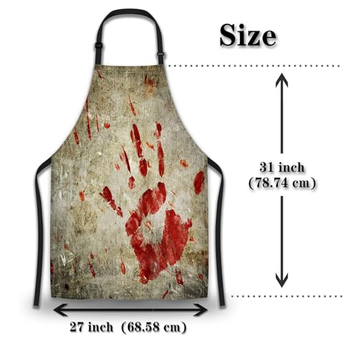 Baking Apron for Women Bloody Handprint Grungy Wall Kitchen Aprons for Men for Kitchen Cooking Restaurant BBQ Painting Crafting 27” (W) x 31” (H), Waterproof Apron - color: Bloody Handprint