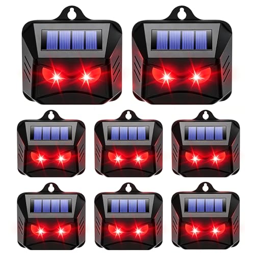 8 Pack Upgraded Coyote Deterrent Solar Predator Eyes Animal Deterrent Outdoor Predator Light Repellent for Deer Fox Raccoon Skunk, Night Sentry for Chicken Coop, Garden, Yard & Farm Protection