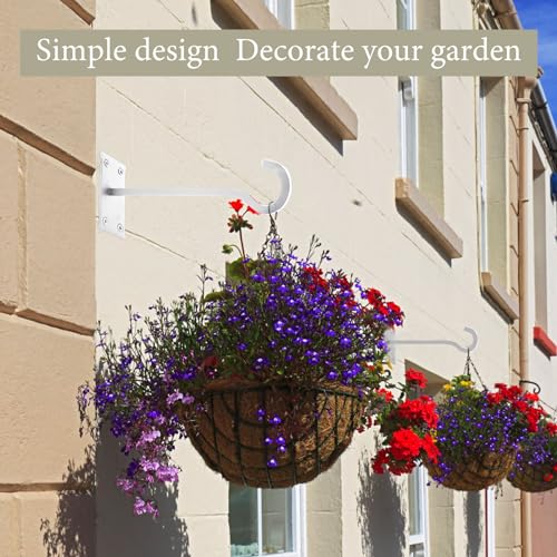 10inch Metal Plant Hangers, White, Heavy Duty, 2pcs | Rust-proof | Max 35lb Load | Shepherd Hooks | Hanging Bird Feeder, Lantern, Flower Basket, Outdoor Indoor, Screws & Anchors - color: White, size: 10in Steel Heavy Duty