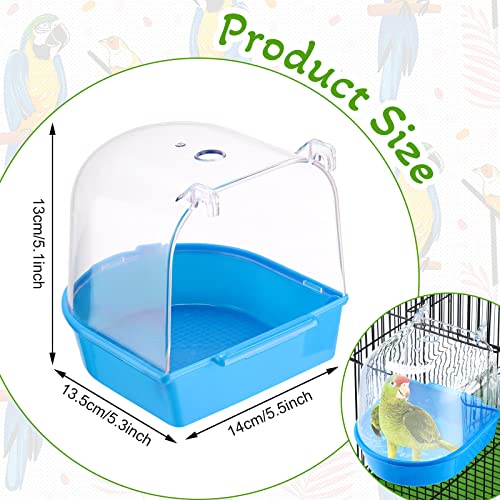 Honeydak 3 Pieces Clear Bird Bath for Cage Parakeet Bird Cage Accessories Hanging Bath Box Parrot Bathing Tub with Clear View for Cockatiel Conure Canary Budgies Parrots Blue Green White - color: Classic Colors