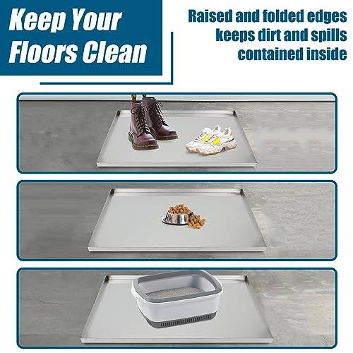 Confote Stainless Steel Replacement Tray for Dog Crate, 35.4"x21.9" Pet Cage Floor Pan Chew-Proof & Crack-Proof - size: 35.4"L x 21.9"W x 1.5"H