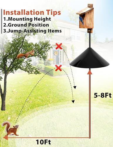 Squirrel Baffle,19-Inch Squirrel Baffle for Bird Feeder Pole,Squirrel-Proofs for Outdoor Shepherd's Hooks，Outside Pole Mount Squirrels Guard(Black 4 Pack - color: Pole mount-Black 4p