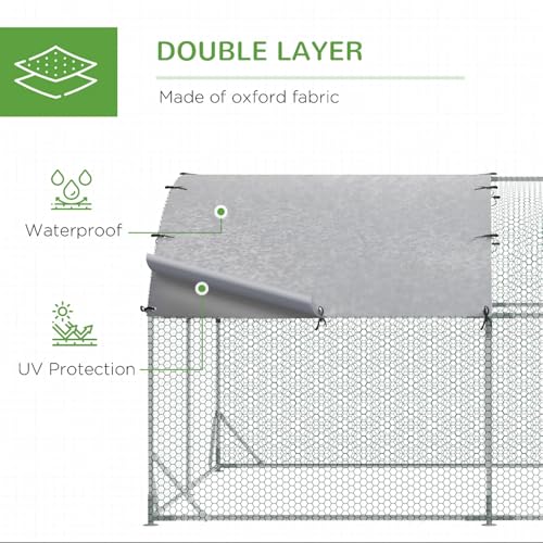 Large Metal Chicken Coop, Walk-in Chicken Run with Cover for Outdoor Yard & Farm, Poultry Cage Pen Hen House for Chickens, Ducks & Rabbits, 24.9 FT x 9.2 FT x 6.5 FT, Silver - size: 24.9 FT x 9.2 FT x 6.5 FT
