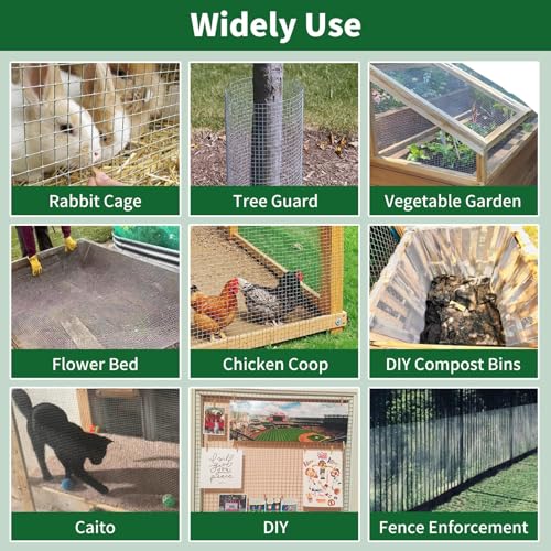 Amagabeli Ture 19 Gauge Hardware Cloth Chicken Wire 1/2 inch 16in x 6ft Double Galvanized Extra Thick Heavy Duty Welded Wire for Chicken Coop Animal Cage Garden Fence Pet Enclosure Window Vent - size: 1/2" 16" x 6'