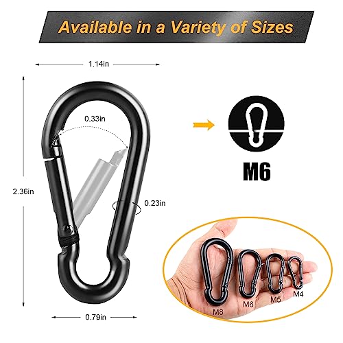 8 Pcs Carabiner Clip Spring Snap Hook - M6 2.36 Inch Heavy Duty Snap Hooks Quick Link for Hiking Camping Fishing Swing Hammock, 270lbs Capacity - color: M6 (2.36Inch)-8Pcs