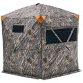 VEVOR Hunting Blind，See Through Ground Blinds with Carrying Bag, 360 Degree Portable Camouflage Tent，Durable Concealed Shelter with Silent Side Door and Window, for Turkey and Deer - size: 6-7 Person (H-79'')