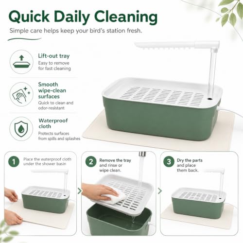 Parrot Bathtub Indoor Automatic Bath Shower,Bird Bath with Pump(small) | Bird Shower Fountain Bathtub with Running Water for Parakeet,Cockatie,Canary,Finch and small bird - color: Grey