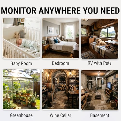 TempPro TempAir Bluetooth Hygrometer Thermometer for House | 260FT Indoor Temperature and Humidity Monitor with APP Alerts, 2-Year Data Export for Bedroom, Greenhouse, Nursery, Cellar - style: 2 Batteries