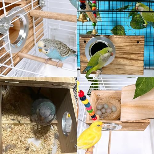 kathson Parakeet Nesting Box,Wooden Budgie Breeding Mating Boxes,Parrots Nest House Hut for Cage,Bird Nesting Box for Lovebirds,Canary,Finch and Small Medium Birds, S - size: S: 7.87*4.72*4.72inch