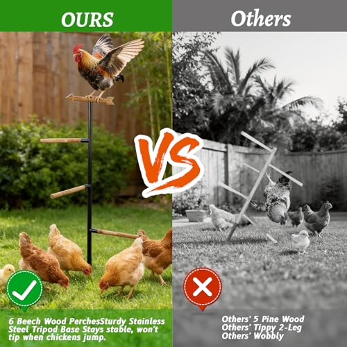 Yohsnor 58 Inch Chicken Perch Sturdy Durable Roosting Bars for Chickens | Multi-Functional Walk-In Coop Run Toy,Wear-Resistant Safe Perch,Resting & Playing Toy for Chickens,All Poultry & Pet Parrots