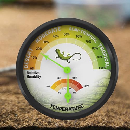 3“ x 3" x 0.9" Reptile Thermometer and Humidity Gauge | Terrarium Thermometer and Hygrometer | Mechanical No Battery | Gecko Lizard Turtle Tank Humidity Meter