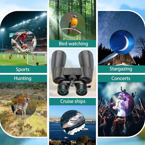12-36x60 Zoom Binoculars for Adults High Power, Low Light Night Vision, BAK4 Prism with FMC Lens, Waterpoof, HD Professional Binoculars for for Bird Watching Hunting Travel Concerts & Sports - size: Black(12-36X60)