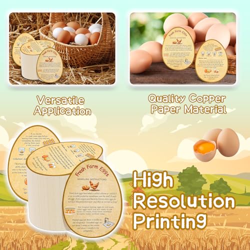 250PCS Farm Fresh Egg Handing Instruction Cards,2.7inch×3.5inch Double-Sided Printing Eggs Shape Sign for Farm Packaging cartons,Easy to Write The Collection Date. - style: Egg Handing Instruction