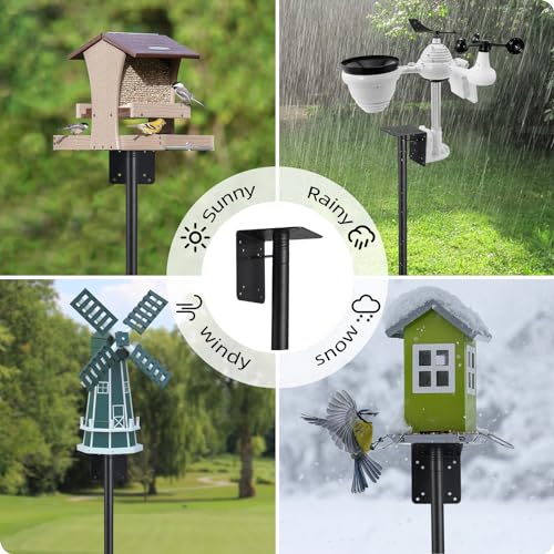 Bird House Pole,102 Inch Heavy Duty Bird Feeder Pole Mount Kit for Outdoors, 5-Prong Base, Splicing Adjustable Feeding Stand Station for Birds Watching,Weather Station (Birds House Not Included) - size: 102"