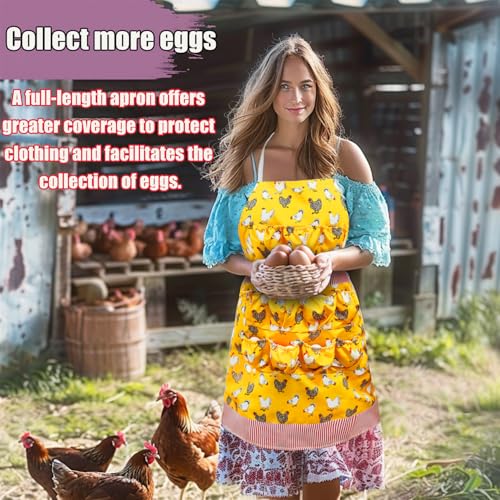 MOMWOW Chicken Egg Apron for Collecting Eggs - 11 Pocket Adult Egg Gathering Apron for Chicken Duck Goose Quail Eggs - color: Yellow