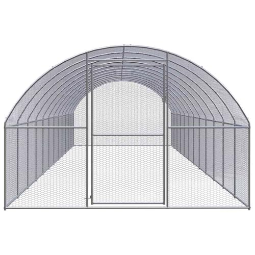 Large Galvanized Steel Chicken Coop 118"x118"x79" Outdoor Metal Poultry Hen House Run Heavy Duty Weatherproof Pen for Backyard Farm Garden - color: Silver-A, size: 118.1 x 118.1 x 78.7 in (W x L x H)