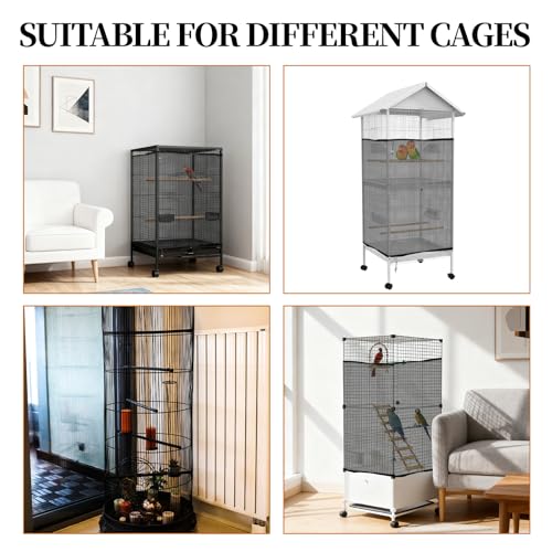 1 Pc Large Bird Cage Seed Cather, Bird Cage Cover 31 X 118 Inches Adjustable Birds Cages Skirt, Elastic Band Mesh Cages Cover for Parrot Seed Guard