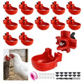 Heavy Duty 12-Pack Automatic Chicken Water Nipples with Cups, Horizontal Leak-Proof Waterer for Coop, Quail, Chicks, Turkeys, Peacocks, fits 5-Gallon Buckets & PVC Pipes