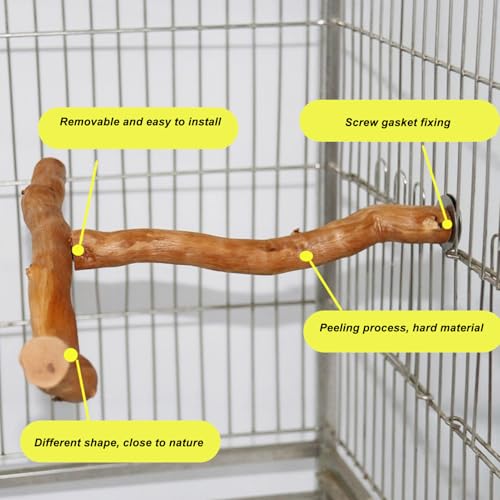 Asixxsix Wood Bird Perch, T Shaped Birdcage Stand Wooden Parrot Perch Stand Perch for Bird Cage Grinding Bird Perch Branches, T Perch Bird Accessory, Easy to Install