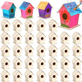 DoubleFill 12 Pcs 6.3'' Wooden Bird Houses Kits Bulk for Kids to Build DIY Unfinished Wood Birdhouses to Paint Wood Arts and Crafts Birthday Gifts for Vbs Crafts Class Parties