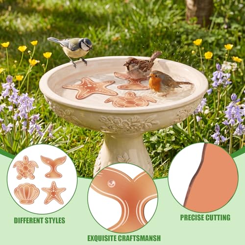 4 Pack Pure Copper Disk for Bird Bath Water Cleaner,Ocean | Triple-point Support, Outdoor Bowl Purification, Algae Prevention Safe, Pure Copper Discs, Flower Petal Design Shapes - size: Ocean