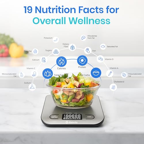 Etekcity Food Nutrition Scale, Digital Grams and Ounces, Large | Kitchen scale with tare, ideal for baking, weight loss, keto, meal prep, liquids and jewelry, 304 Stainless Steel - color: Silver