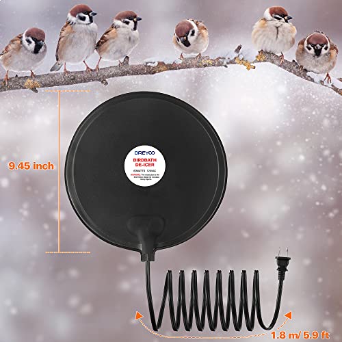 Dreyoo Bird Bath De Icer, 60w Submergible De Icer, Thermostatic Controlled Winter Water Heater Deicer for Bird, Chicken, Duck, Farm Trough, Design Patent Product(2 Pack)