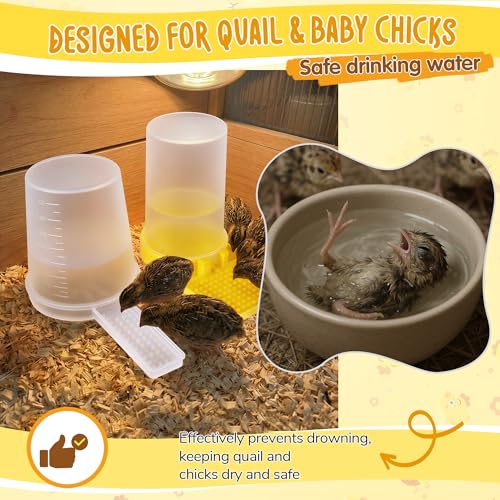 2 Pack Quail Water Feeder, Anti Drowning Design, 400ml | Ideal for Button Quail, Quails, Baby Chicks, Ducks, and Baby Birds - size: 2pack 400ml, style: 2pack Quail Water Feeder