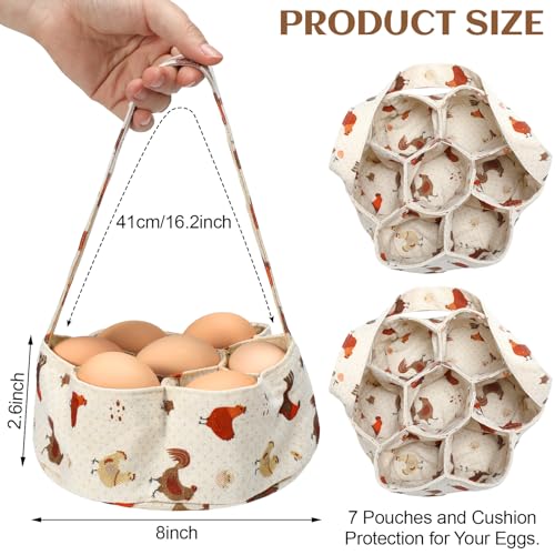 2 Pieces Egg Basket Mini Egg Collecting Bags Gathering Basket with 7 Pouches for Farmhouse Chicken Hen Duck Goose Housewife Garden Transporting Storage, 8 x 2.6 Inch(Retro) - color: Retro