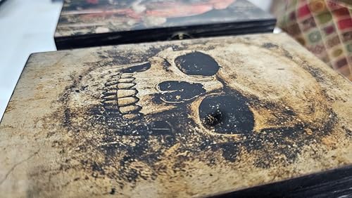 RK Collections Skull Head Trinket Box Small Jewelry Keepsake Box. Gothic Skeleton Lovers Gift Idea, Skull's Soul Spiritual Case/Holder. (6.5" Skull Face) - style: Skull