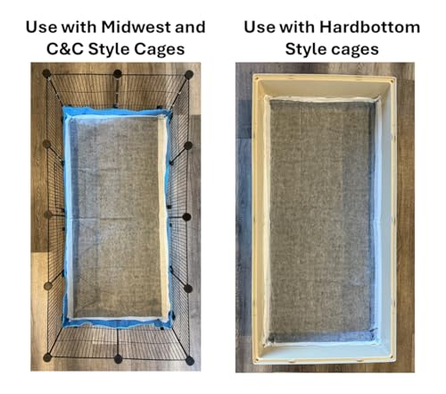 12pk - 47"x24" Disposable Guinea Pig Cage Liner (4'x2') for Midwest, C&C | And Hard Bottom Cages - Bamboo Charcoal Odor Control - 4 Corner Sticky Pads - No SAP for Small Animal Safety