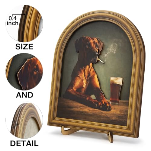 3D Funny Dog Drinking Beer Wall Art Sign for Pub Bar Decor, Vintage Tipsy Dog Portrait, 8x10 Inch - color: Dog-1