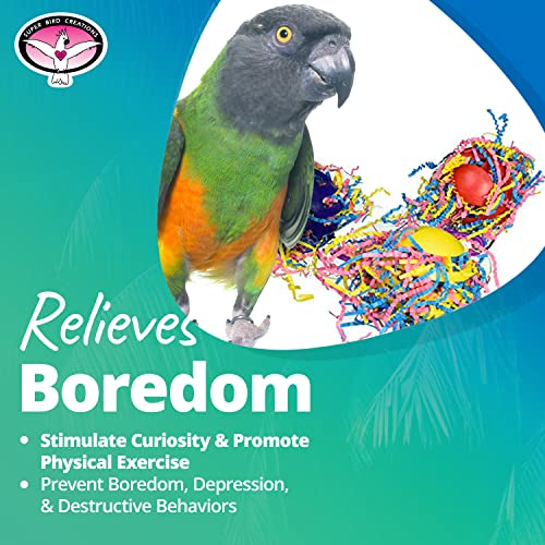 Super Bird Creations SB760 Waffle Ball Stuffers Toy, Colorful Bird Toys with Crinkle Shred, Satisfies Pulling & Preening, Relieves Boredom, Ideal Foraging Toys for Parrots, Medium/Large Birds Set of 3