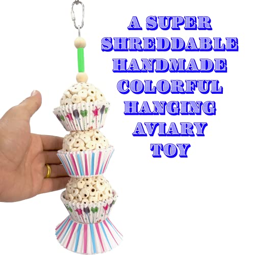1567 Triple Tutu Chew - Handcrafted Sola Wood Bird Toy, Lightweight, Bakery Grade Cup Cake Cups, Shreddable sola Wood Ball, Ringing Bell on Bottom, Easy for Small to med Size pet Birds to Play with - size: Triple Tutu