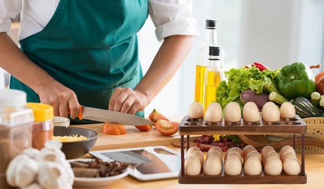 Acacia Wooden Double Layer Egg Holder, 36 Capacity Farmhouse Kitchen 2 Tier Fresh Egg Storage Rack Basket, Deviled Eggs Plates Eggs Tray Organizer for Countertop
